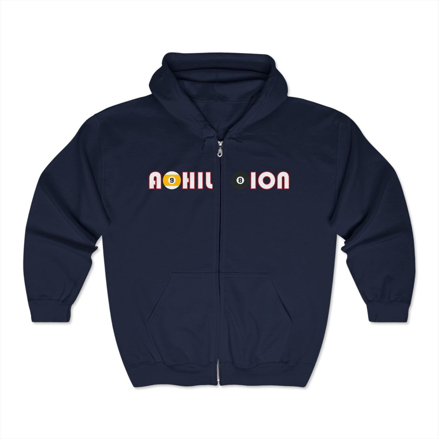 The Alternative 98 Logo and "Kiss Shot"8 Ball Unisex Heavy Blend™ Full Zip Hooded Sweatshirt