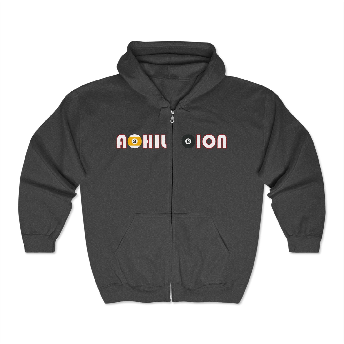 The Alternative 98 Logo and "Kiss Shot"8 Ball Unisex Heavy Blend™ Full Zip Hooded Sweatshirt