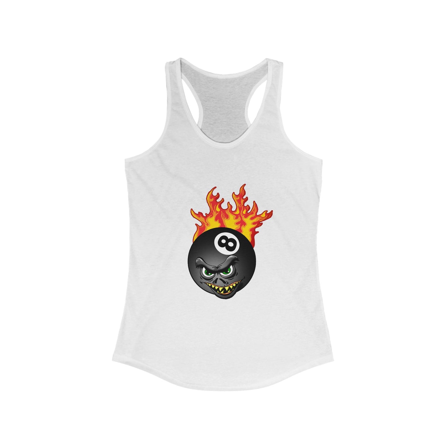 Women's Monster 8 Ball on Fire Racerback Tank